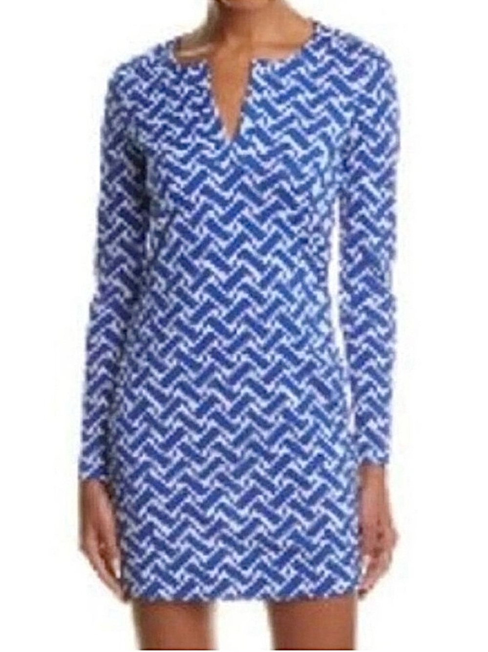 DVF Diane von Furstenberg Reina Blue White Zig Zag Dress Size 6